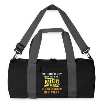 KFZ-Mechaniker Geschenk - Recycelte Duffel Bag - Schwarz/Graphitgrau - Vorne