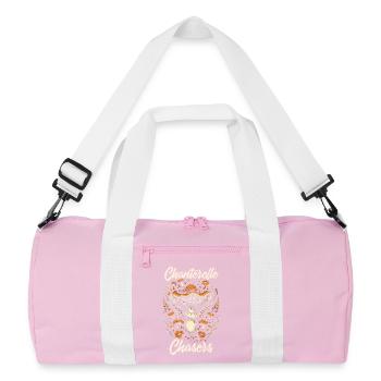 Pfifferling Jäger | Pilze sammeln Wald - Recycelte Duffel Bag - Rosa/Weiß - Vorne