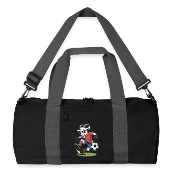 Coole Fußball Ziege Goat mit Sonnenbrille - Recycelte Duffel Bag - Schwarz/Graphitgrau - Vorne