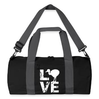Nandu, tête d’autruche, émeu, autruche - Sac de sport recyclé - noir/gris graphite - Devant