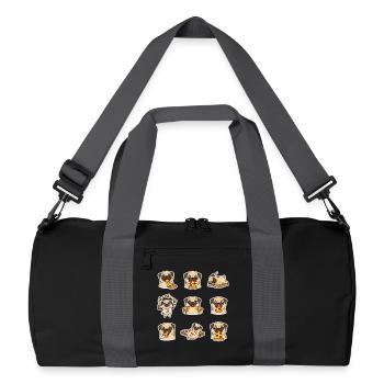 Mops Pizza King Lustiger Pizzaliebhaber - Recycelte Duffel Bag - Schwarz/Graphitgrau - Vorne