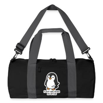 Pinguin mit Klinge - Flug war keine Option - Recycelte Duffel Bag - Schwarz/Graphitgrau - Vorne
