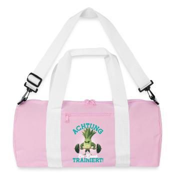 Weight training ATTENTION A LEEK TRAINS Funny - Recycled Duffel Bag - pink/white - Front