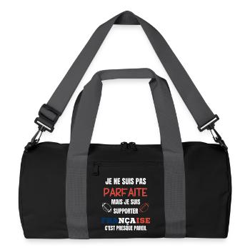 French Rugby Supporter Humor - Recycled Duffel Bag - black/graphite grey - Front