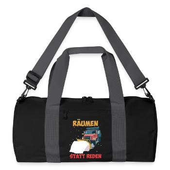 Winterdienst RÄUMEN STATT REDEN Lustiges - Recycelte Duffel Bag - Schwarz/Graphitgrau - Vorne