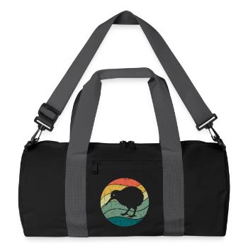 Oiseau néo-zélandais mignon Kiwi Rétro Vintage - Sac de sport recyclé - noir/gris graphite - Devant