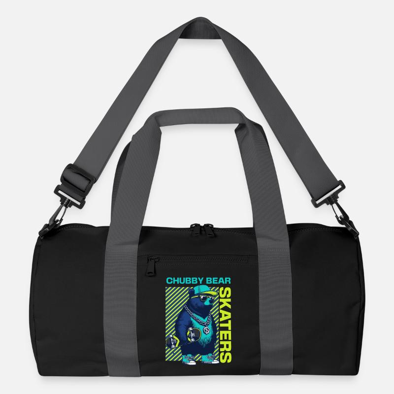 Chubby Bear Skater: Cooler Bär mit Skateboard Recycelte Duffel Bag