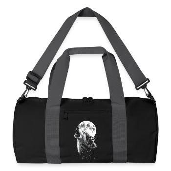 Wolf, Mond, Natur, Wildnis, Tier - Recycelte Duffel Bag - Schwarz/Graphitgrau - Vorne
