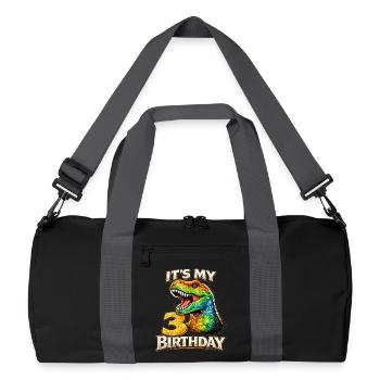 C’est ma fête de dinosaures pour mes 3 anniversaires - Sac de sport recyclé - noir/gris graphite - Devant
