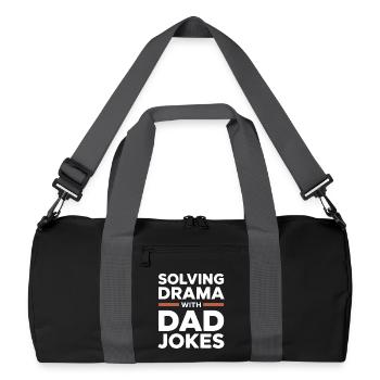 Solving Drama with Dad Jokes | Dad Humor - Recycled Duffel Bag - black/graphite grey - Front