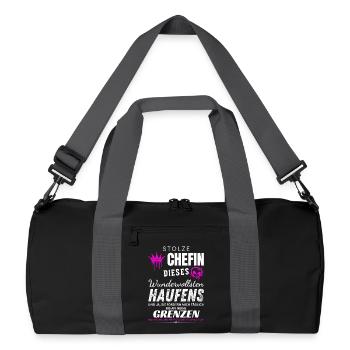 Stolze Chefin wundervoller Haufen Chefin Geschenke - Recycelte Duffel Bag - Schwarz/Graphitgrau - Vorne