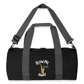 Blow Me Away Saxophone Motif for Saxophonist Jazz - Recycled Duffel Bag - black/graphite grey - Front