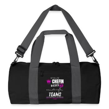 Stolze Chefin wundervolles Team Chefin Geschenke - Recycelte Duffel Bag - Schwarz/Graphitgrau - Vorne