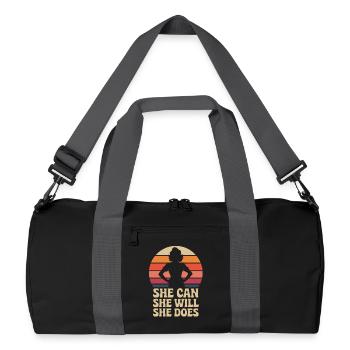 Elle peut, elle le fera, elle fait du féminisme girl power. - Sac de sport recyclé - noir/gris graphite - Devant
