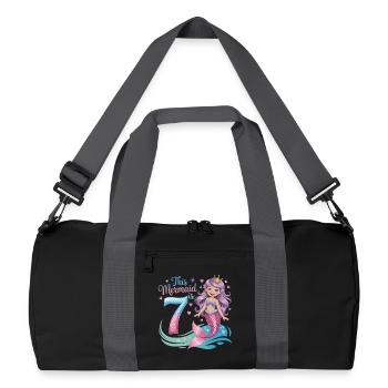 Mermaid 7th Birthday 7 Years - Recycled Duffel Bag - black/graphite grey - Front