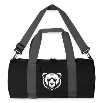 Minimalistischer Bärenkopf Line Art Design - Recycelte Duffel Bag - Schwarz/Graphitgrau - Vorne