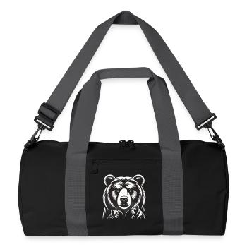 Minimalistischer Bärenkopf Line Art Design - Recycelte Duffel Bag - Schwarz/Graphitgrau - Vorne