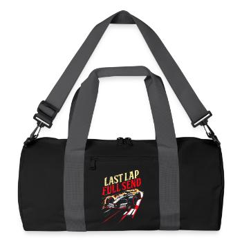 Autorennen Motorsport Last Lap Full Send - Recycelte Duffel Bag - Schwarz/Graphitgrau - Vorne