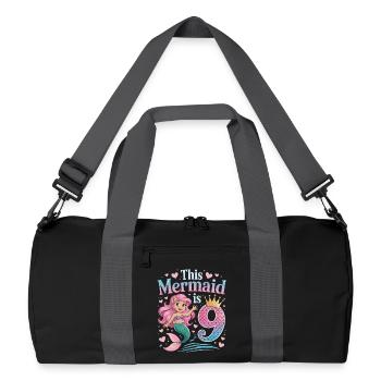 Mermaid 9th Birthday 9 Years - Recycled Duffel Bag - black/graphite grey - Front