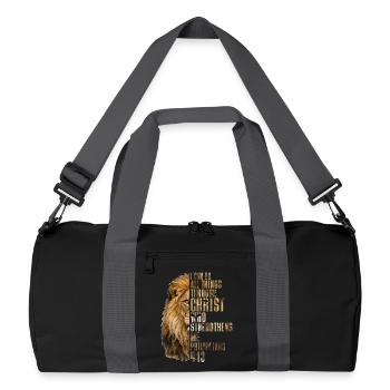 I Can Do All Things Christ Savior Lion Christian - Recycled Duffel Bag - black/graphite grey - Front