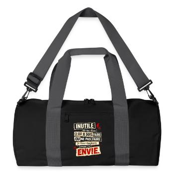 Rebellischer Neid – typografisches Poster - Recycelte Duffel Bag - Schwarz/Graphitgrau - Vorne