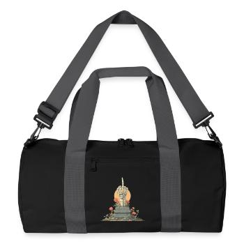 Skeleton Hand Stele with Flowers - Recycled Duffel Bag - black/graphite grey - Front