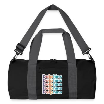 Retro Dolphins Text Ocean Lover Graphic - Recycled Duffel Bag - black/graphite grey - Front