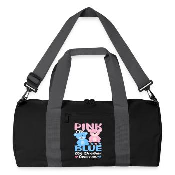 Pink Oder Blau Großer Bruder Liebt Dich - Recycelte Duffel Bag - Schwarz/Graphitgrau - Vorne