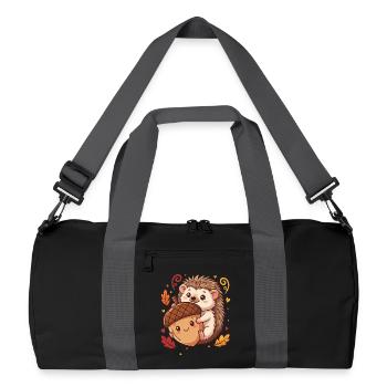 Sweet hedgehog with acorn autumn - Recycled Duffel Bag - black/graphite grey - Front