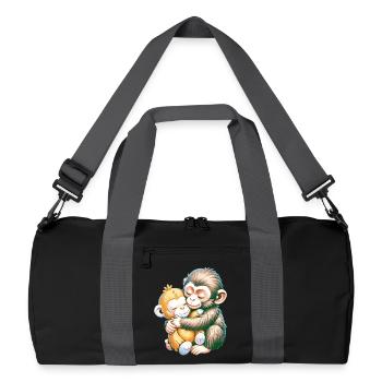 Hugging Monkeys Embrace - Recycled Duffel Bag - black/graphite grey - Front