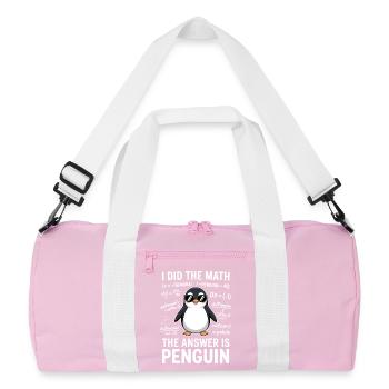 Math Sayings Penguin Funny Math Gift - Recycled Duffel Bag - pink/white - Front