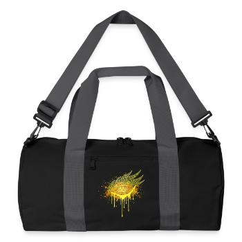 Mystic Eye Gold Edition – Urban Street Art Auge - Recycelte Duffel Bag - Schwarz/Graphitgrau - Vorne