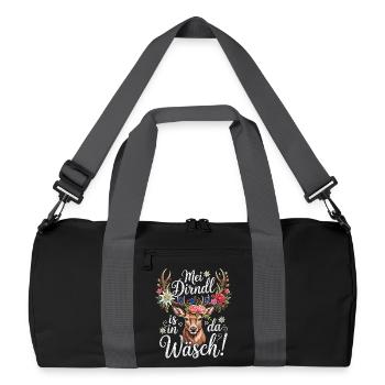 Ersatz Dirndl Shirt Damen Trachtenshirt Oberteil - Recycelte Duffel Bag - Schwarz/Graphitgrau - Vorne