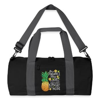 Be A Pineapple Stand Tall Wear A Crown Quote Art - Recycled Duffel Bag - black/graphite grey - Front