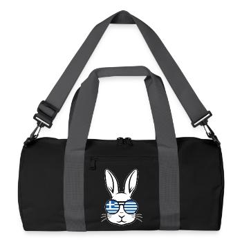 Greek Easter Greek Flag Easter Rabbit Bunny - Recycled Duffel Bag - black/graphite grey - Front