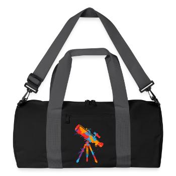 Teleskop Astronom bunt Kinden Jungen Astronomie - Recycelte Duffel Bag - Schwarz/Graphitgrau - Vorne