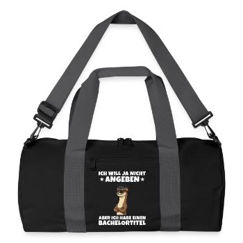 Bachelortitel geschafft Wiesel Studium Abschluss - Recycelte Duffel Bag - Schwarz/Graphitgrau - Vorne