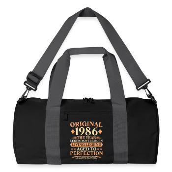 1986 Vintage - 40. Geburtstag Original Legende - Recycelte Duffel Bag - Schwarz/Graphitgrau - Vorne