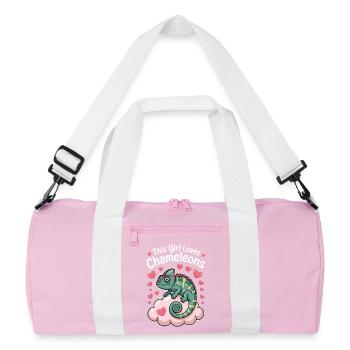 Don des Drôles Caméléons Drôles de Expressions Caméléon - Sac de sport recyclé - rose/blanc - Devant