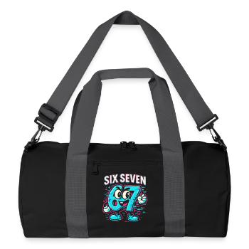 Six Seven 67 Meme Glitch Mascot Italian Brainrot - Recycled Duffel Bag - black/graphite grey - Front