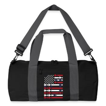 Jet Fighter USA Flag – Pilot Airplane - Recycled Duffel Bag - black/graphite grey - Front