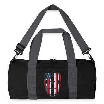 Jet Fighter USA Flag – Pilot Airplane - Recycled Duffel Bag - black/graphite grey - Front
