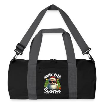 Rizz The Season Cool Santa Weihnachten Meme - Recycelte Duffel Bag - Schwarz/Graphitgrau - Vorne
