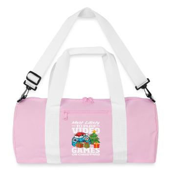 Probably playing video games Christmas - Recycled Duffel Bag - pink/white - Front