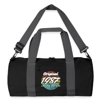 39. Geburtstag Mann Frau 4 Jahre 1987 Geschenk - Recycelte Duffel Bag - Schwarz/Graphitgrau - Vorne