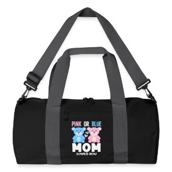Pink Oder Blau Mama Liebt Dich - Recycelte Duffel Bag - Schwarz/Graphitgrau - Vorne