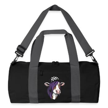 Vache punk aux cheveux violets - Sac de sport recyclé - noir/gris graphite - Devant