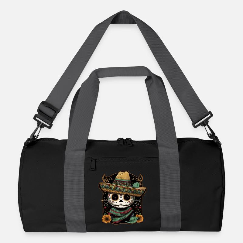 Mexican Cat Cinco De Mayo Sugar Skull Sombrero Recycled Duffel Bag