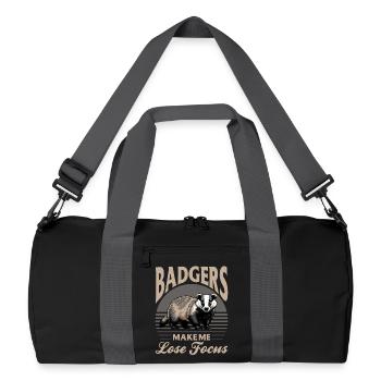 Funny Animal Badger - Recycled Duffel Bag - black/graphite grey - Front