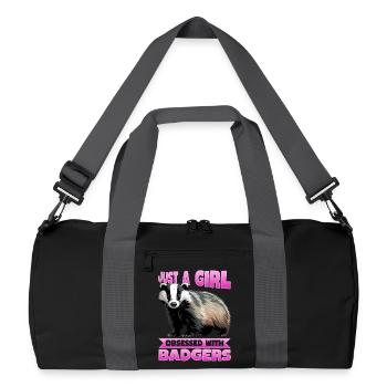Funny Animal Badger - Recycled Duffel Bag - black/graphite grey - Front